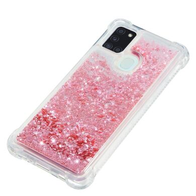 Силиконовый (TPU) чехол Deexe Liquid Glitter для Samsung Galaxy A21s (A217) - Pink