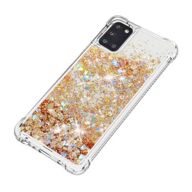 Силіконовий (TPU) чохол Deexe Liquid Glitter для Samsung Galaxy A31 (A315) - Gold