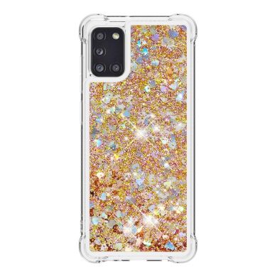 Силіконовий (TPU) чохол Deexe Liquid Glitter для Samsung Galaxy A31 (A315) - Gold