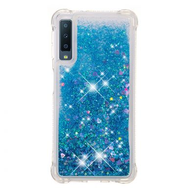 Силіконовий (TPU) чохол Deexe Liquid Glitter для Samsung Galaxy A7 2018 (A750) - Blue