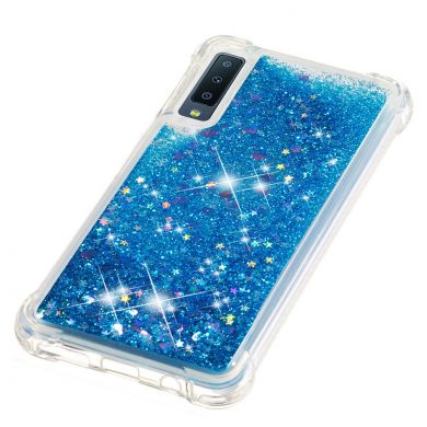 Силиконовый (TPU) чехол Deexe Liquid Glitter для Samsung Galaxy A7 2018 (A750) - Blue