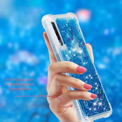 Силиконовый (TPU) чехол Deexe Liquid Glitter для Samsung Galaxy A7 2018 (A750) - Blue
