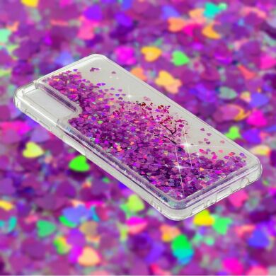 Силіконовий (TPU) чохол Deexe Liquid Glitter для Samsung Galaxy A70 (A705) - Tree with Pink Flower
