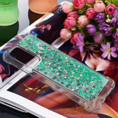 Силиконовый (TPU) чехол Deexe Liquid Glitter для Samsung Galaxy A72 (А725) - Green