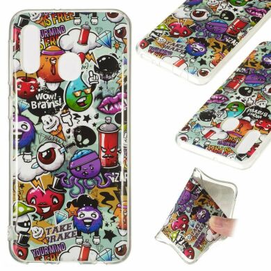 Силиконовый (TPU) чехол Deexe LumiCase для Samsung Galaxy A20e - Cartoon Pattern