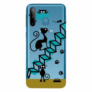 Силіконовий (TPU) чохол Deexe Pretty Glossy для Samsung Galaxy A11 (A115) / Galaxy M11 (M115) - Cat and Stairs