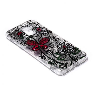 Силиконовый (TPU) чехол Deexe Pretty Glossy для Samsung Galaxy A6+ 2018 (A605) - Butterfly and Flower