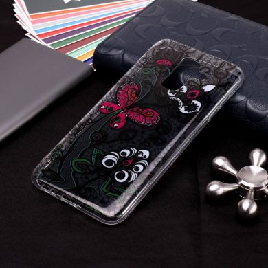 Силиконовый (TPU) чехол Deexe Pretty Glossy для Samsung Galaxy A6+ 2018 (A605) - Butterfly and Flower