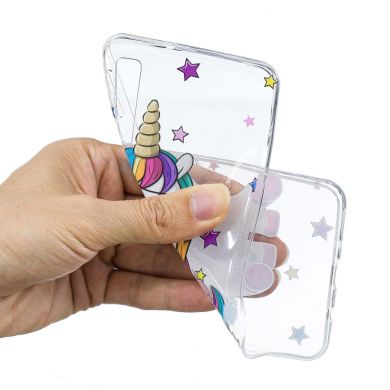 Силиконовый (TPU) чехол Deexe Pretty Glossy для Samsung Galaxy A7 2018 (A750) - Unicorn Wearing Glasses