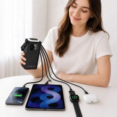 Внешний аккумулятор Hoco EJ65 High 22.5W + PD20W (30000mAh) + кабель MicroUSB + Type-C + Lightning + USB - Black