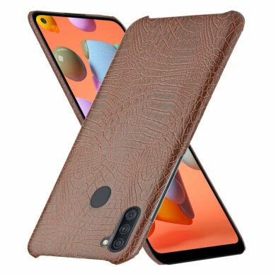 Защитный чехол Deexe Croco Style для Samsung Galaxy M11 (M115) - Brown