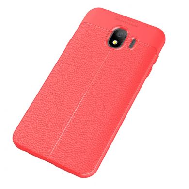 Защитный чехол Deexe Leather Cover для Samsung Galaxy J4 2018 (J400) - Red