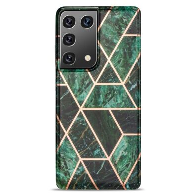 Захисний чохол Deexe Marble Pattern для Samsung Galaxy S21 Ultra - Green