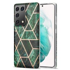 Захисний чохол Deexe Marble Pattern для Samsung Galaxy S21 Ultra - Green
