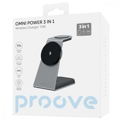 Беспроводное зарядное устройство Proove Omni Power 3 in 1 - Gray