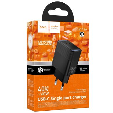 Сетевое зарядное устройство Hoco CS113A Lounge PD40W (Type-C) - Black