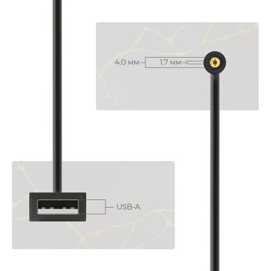 Кабель ArmorStandart USB to DC 4.0x1.7 мм (12V, 0.8m) - Black