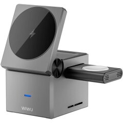 Беспроводное зарядное устройство WIWU Wi-W030 Planeta Trio 3 in 1 (15W) - Gray