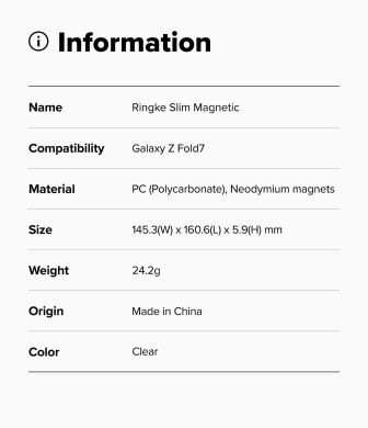 Защитный чехол Ringke Slim Magnetic для Samsung Galaxy Fold 7 - Clear