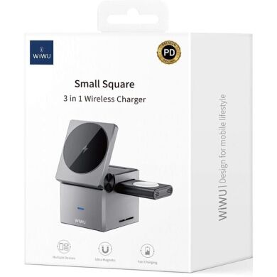 Беспроводное зарядное устройство WIWU Wi-W030 Planeta Trio 3 in 1 (15W) - Gray