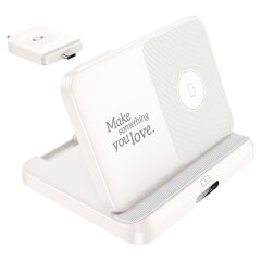 Бездротовий зарядний пристрій Hoco CQ7 3 in 1 (15W) Wireless Charging - Milky White