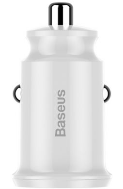 Автомобильное зарядное устройство BASEUS Grain Mini 3.1A Dual USB Smart Car Charger - White