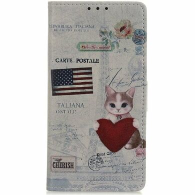 Чохол Deexe Life Style Wallet для Samsung Galaxy A21s (A217) - Cat Holding Heart