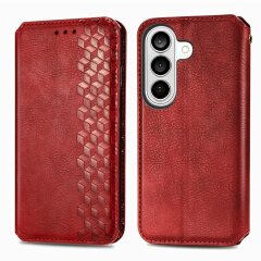 Чохол Deexe Rhombus Wallet для Samsung Galaxy S26 - Red