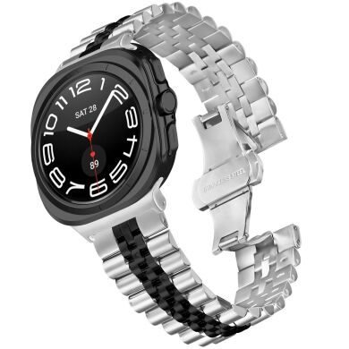 Ремешок Deexe Stainless Steel QuickFit для Samsung Galaxy Watch 8 (40/44mm) / 8 Classic / Ultra (2025) - Silver / Black