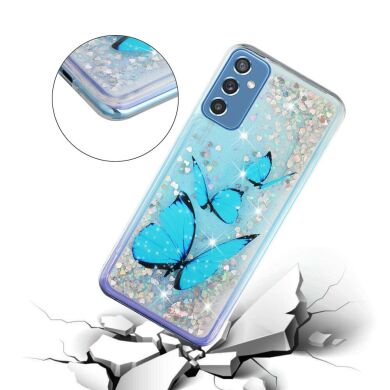 Силиконовый (TPU) чехол Deexe Fashion Glitter для Samsung Galaxy M52 (M526) - Blue Butterflies