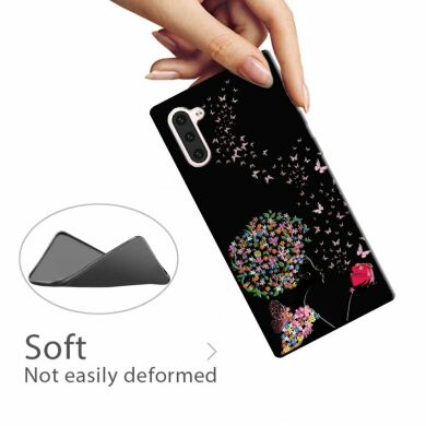 Силиконовый (TPU) чехол Deexe Life Style для Samsung Galaxy Note 10 (N970) - Flower and Butterfly