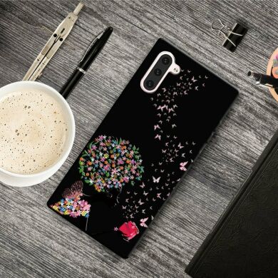 Силиконовый (TPU) чехол Deexe Life Style для Samsung Galaxy Note 10 (N970) - Flower and Butterfly