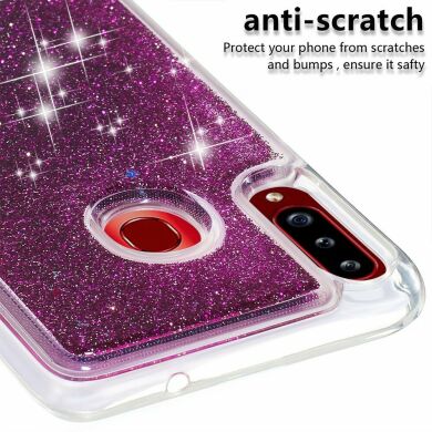 Силіконовий (TPU) чохол Deexe Liquid Glitter для Samsung Galaxy A20s (A207), Purple