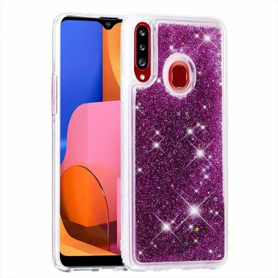 Силіконовий (TPU) чохол Deexe Liquid Glitter для Samsung Galaxy A20s (A207), Purple
