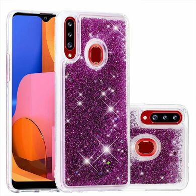 Силіконовий (TPU) чохол Deexe Liquid Glitter для Samsung Galaxy A20s (A207), Purple