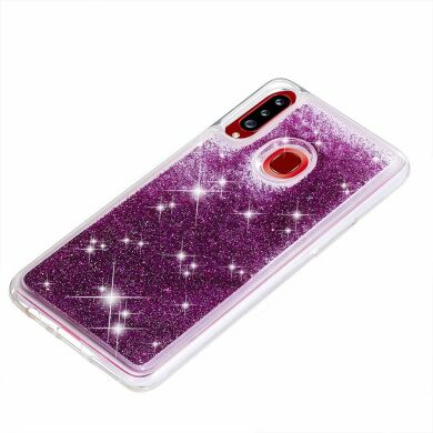 Силіконовий (TPU) чохол Deexe Liquid Glitter для Samsung Galaxy A20s (A207), Purple