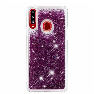Силіконовий (TPU) чохол Deexe Liquid Glitter для Samsung Galaxy A20s (A207), Purple