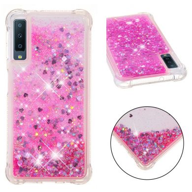 Силіконовий (TPU) чохол Deexe Liquid Glitter для Samsung Galaxy A7 2018 (A750), Rose