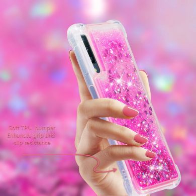 Силіконовий (TPU) чохол Deexe Liquid Glitter для Samsung Galaxy A7 2018 (A750), Rose