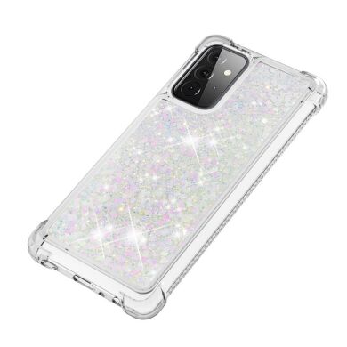 Силиконовый (TPU) чехол Deexe Liquid Glitter для Samsung Galaxy A72 (А725) - White