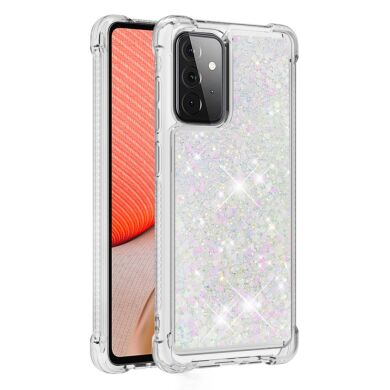 Силиконовый (TPU) чехол Deexe Liquid Glitter для Samsung Galaxy A72 (А725) - White