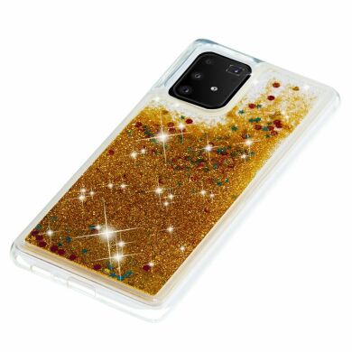 Силиконовый (TPU) чехол Deexe Liquid Glitter для Samsung Galaxy S10 Lite (G770) - Gold