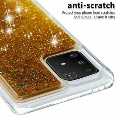Силіконовий (TPU) чохол Deexe Liquid Glitter для Samsung Galaxy S10 Lite (G770) - Gold