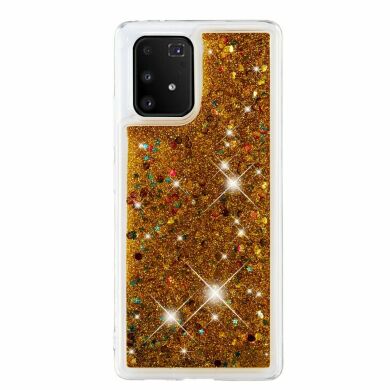 Силиконовый (TPU) чехол Deexe Liquid Glitter для Samsung Galaxy S10 Lite (G770) - Gold