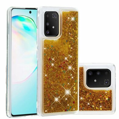 Силиконовый (TPU) чехол Deexe Liquid Glitter для Samsung Galaxy S10 Lite (G770) - Gold