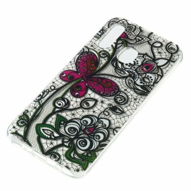 Силіконовий (TPU) чохол Deexe Pretty Glossy для Samsung Galaxy A40 (А405) - Black Lace and Butterfly