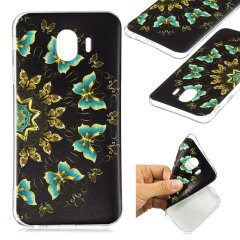 Силиконовый (TPU) чехол Deexe Pretty Glossy для Samsung Galaxy J4 2018 (J400) - Colorized Butterfly
