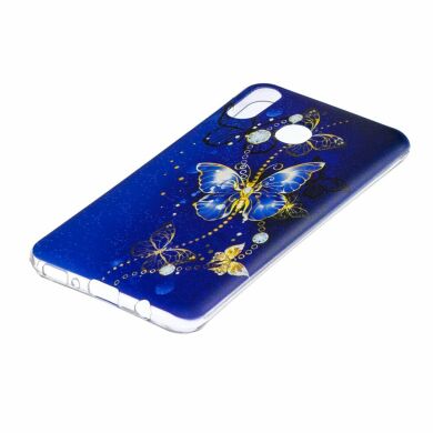 Силиконовый (TPU) чехол Deexe Pretty Glossy для Samsung Galaxy M20 - Blue Butterfly