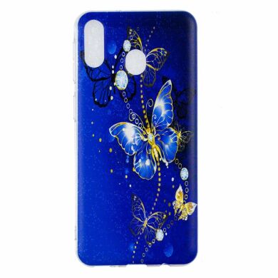 Силиконовый (TPU) чехол Deexe Pretty Glossy для Samsung Galaxy M20 - Blue Butterfly