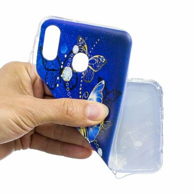 Силиконовый (TPU) чехол Deexe Pretty Glossy для Samsung Galaxy M20 - Blue Butterfly